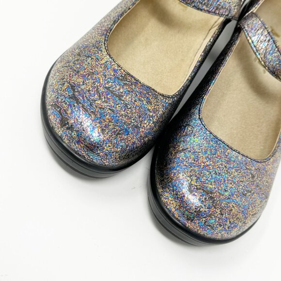 Alegria Womens Multi-speckled Leather Buckle Mary Jane Shoe Size 9 US 39 EU - Picture 5 of 11